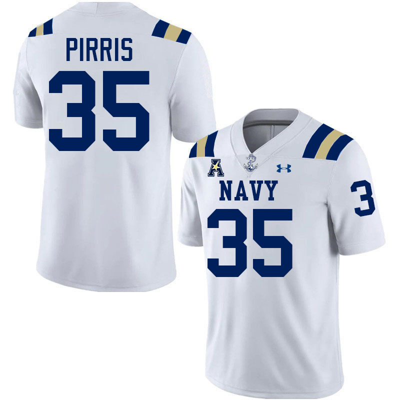 Navy Midshipmen #35 Luke Pirris College Football Jerseys,Apparels Stitched-White Navy Midshipmen #35 Luke Pirris College Football Jerseys,Apparels Stitched-White